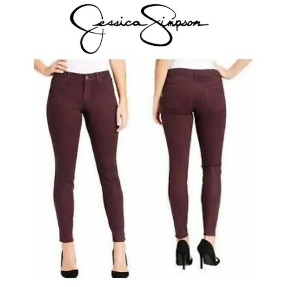 Jessica Simpson Women Purple Super Skinny Leg Mid Rise Jeans Pant Size 1…